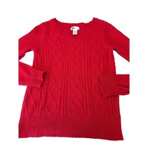SO Red Sparkle V-Neck Sweater Size Large Holiday Winter Preppy Y2K